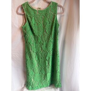 New York & Company Green Floral Lace Sleeveless Sheath Dress Size 6 Lined Mini